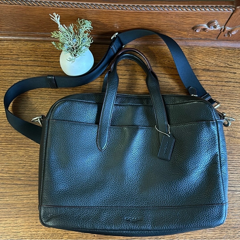 Coach Pebbled Leather Hamilton Brief Tote Briefcase